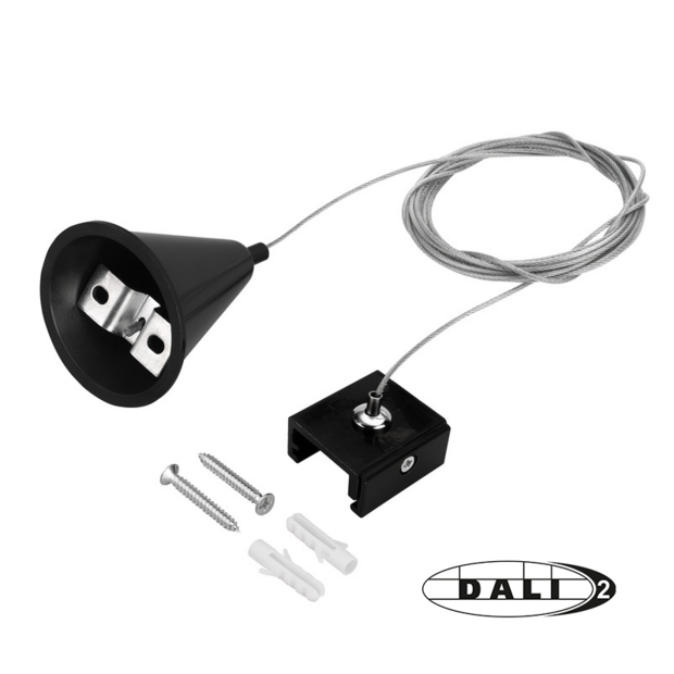 DALI 3-fase Schiene pendelset 1,5 meter | Schwarz
