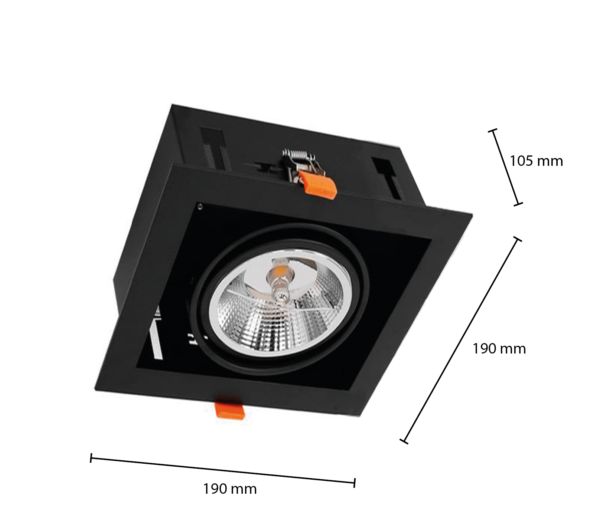 AR111 Inbouwarmatuur | 1x GU10 Fitting | Zwart