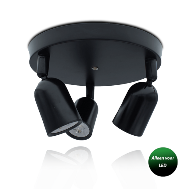 Plafondarmatuur Locaste | 3x GU10 | Zwart