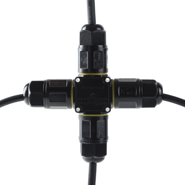 Waterdichte 4-weg kabelconnector voor buitengebruik | IP68 | Voor kabels 4&ndash;11 mm