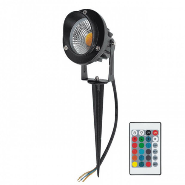 Tuinspot met Grondpin | 9W RGB LED | IP65 | Zwart
