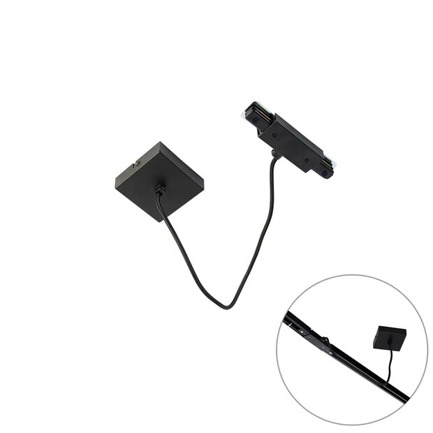 1-Fase Rail | Tussen Voeding met plafondkap | Zwart