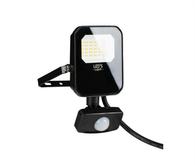 LED floodlight met sensor 10W 4000K 1400lm IP65 Zwart