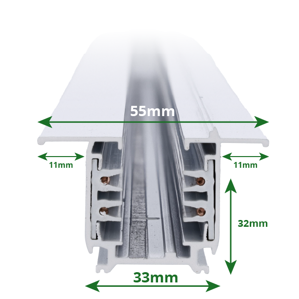 Inbouw 3-fase verlichtingsrail 100cm wit