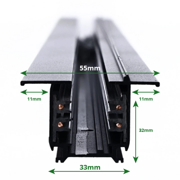Inbouw 3-fase verlichtingsrail 100cm zwart
