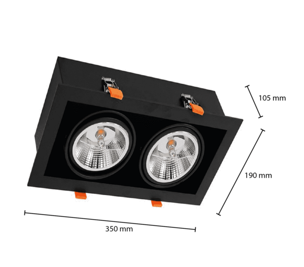 LED AR111 GU10 Doppel-Downlight | Schwarz | Einbau