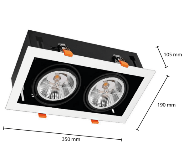 LED AR111 GU10 Einbauleuchte | Aluminium | Wei&szlig; mit Schwarz