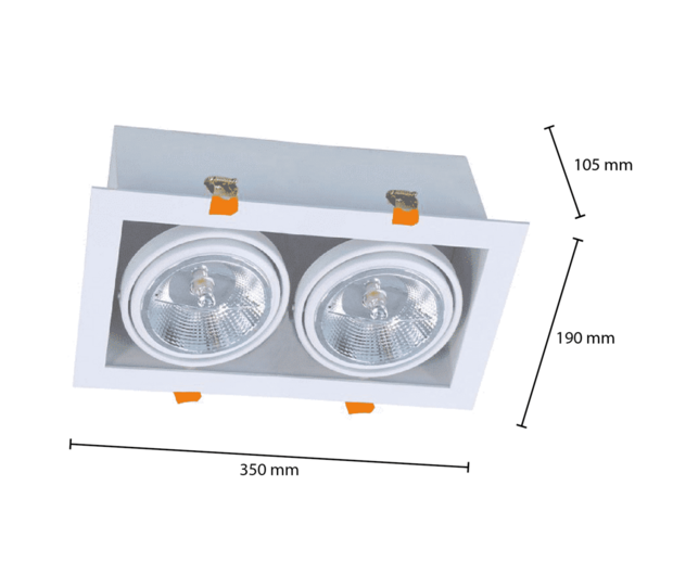 LED AR111 GU10 Einbaustrahler | Aluminium | Wei&szlig; | Einbau | 315x160 mm