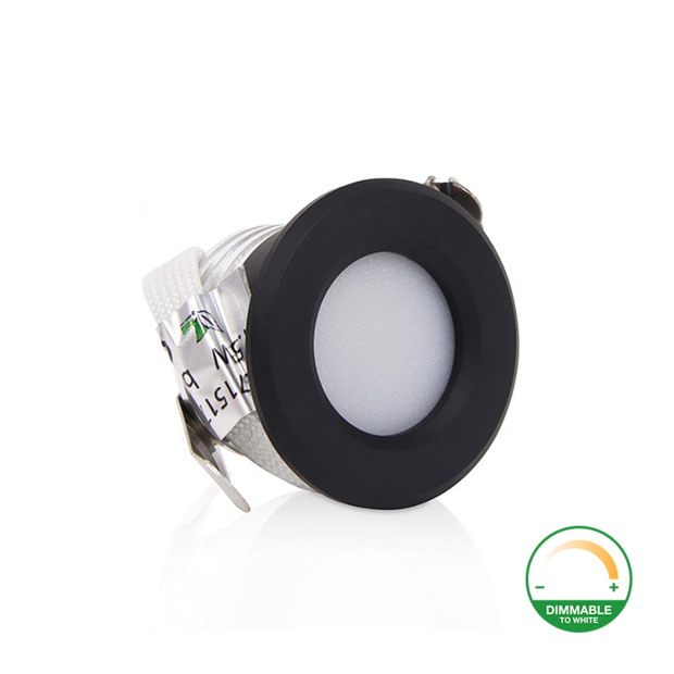 LED-Einbauspot 1,5W dimmbar Schwarz | Dimmbar auf Warmwei&szlig; (2000K - 3000K) | 130lm 35&deg; &Oslash;27mm IP44