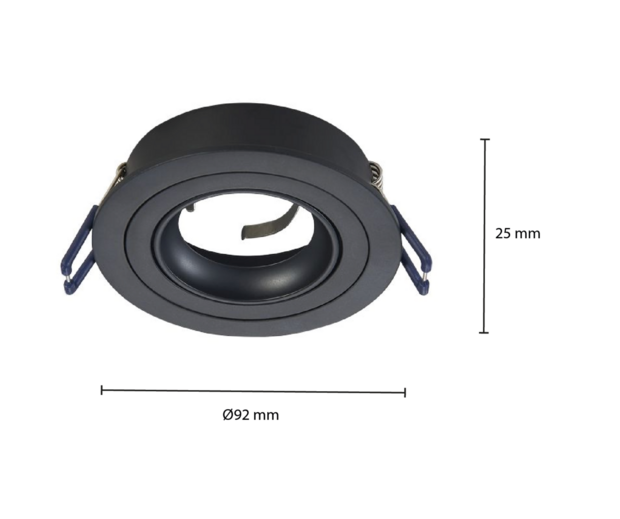 GU10 adjustable black fixture | &Oslash;80mm IP22 | Aluminium housing 5 years warranty