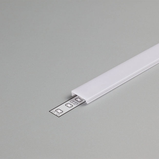 Klikbare cover tbv opbouwprofiel vlak tot 10mm | 2M | Wit
