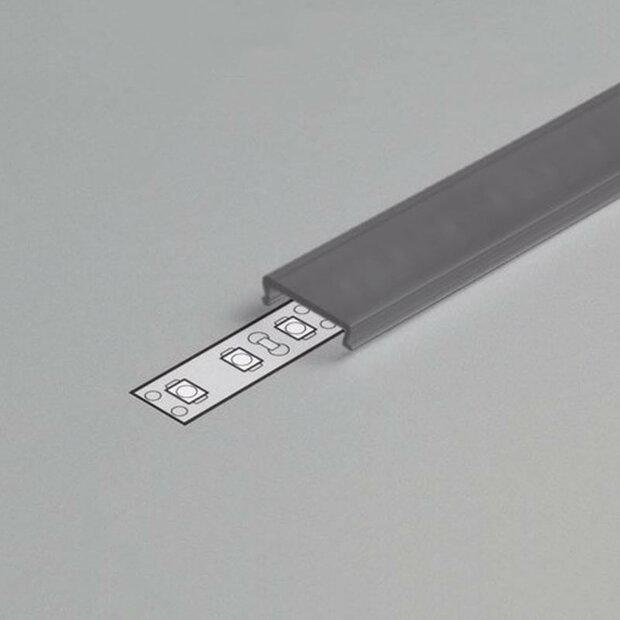 Klikbare cover tbv opbouwprofiel vlak tot 10mm | 2M | Zwart