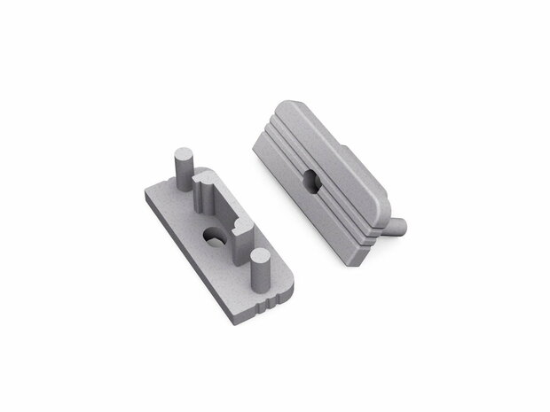 Eindkap met kabelopening tbv opbouwprofiel vlak tot 10mm | Zilver | 20 stuks