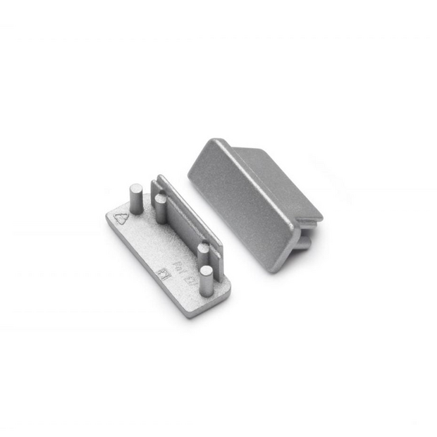 Eindkap tbv opbouwprofiel vlak tot 14mm | Zilver | 2 stuks