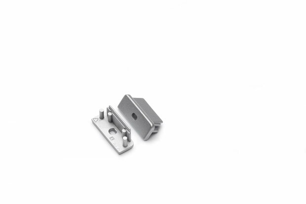 Eindkap met kabelopening tbv opbouwprofiel vlak tot 14mm | Zilver | 2 stuks