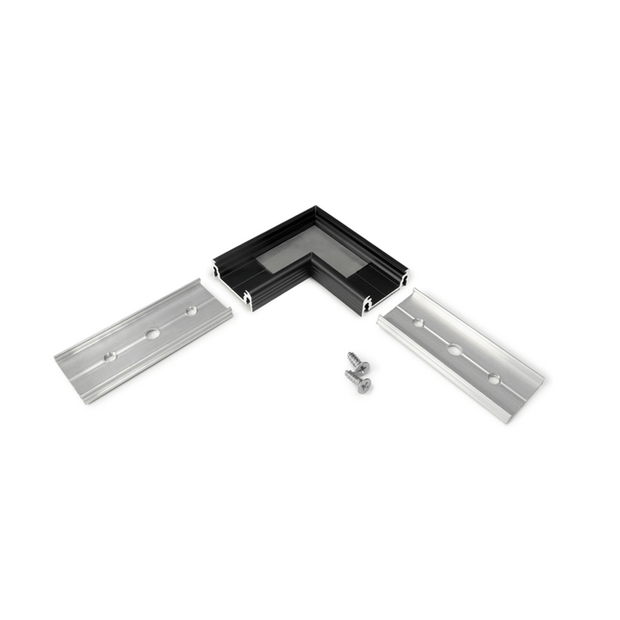 Hoekstuk tbv opbouwprofiel vlak tot 14mm | Zwart