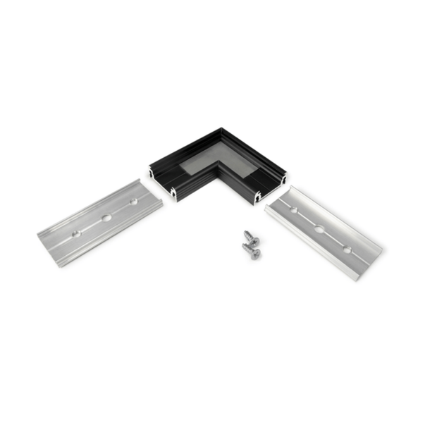 Hoekstuk tbv opbouwprofiel vlak tot 14mm | Zwart
