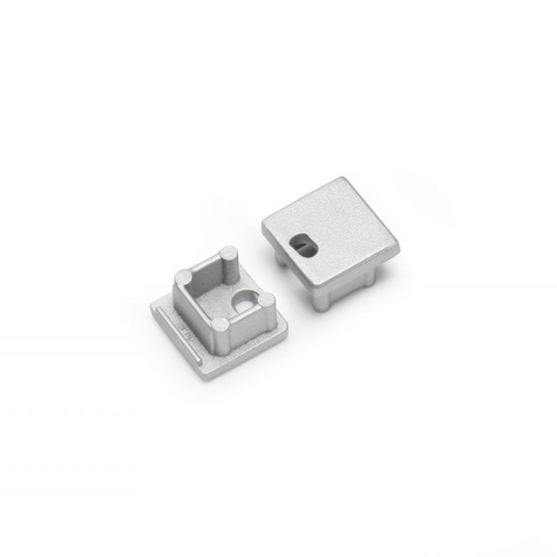 Eindkap met kabelopening tbv opbouwprofiel vierkant tot 10mm | Zilver | 20 stuks