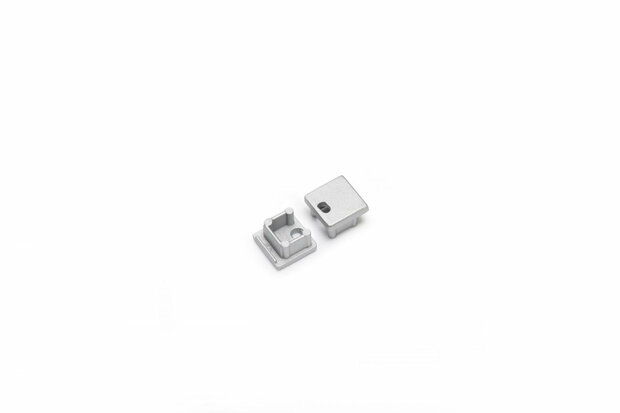 Eindkap met kabelopening tbv opbouwprofiel vierkant tot 10mm | Zilver | 20 stuks