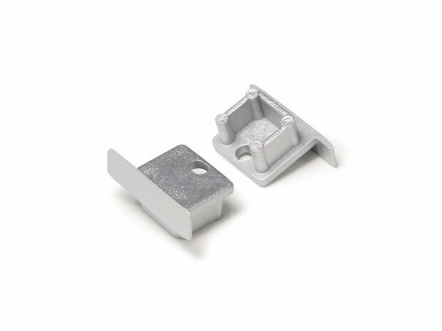 Eindkap met kabelopening tbv inbouwprofiel tot 10mm | Zilver | 20 stuks