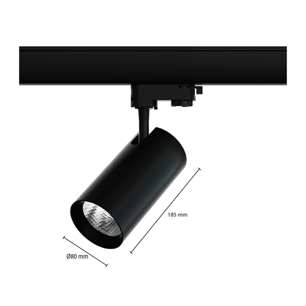 3-fase railspot 20W | 4000K | Zwart
