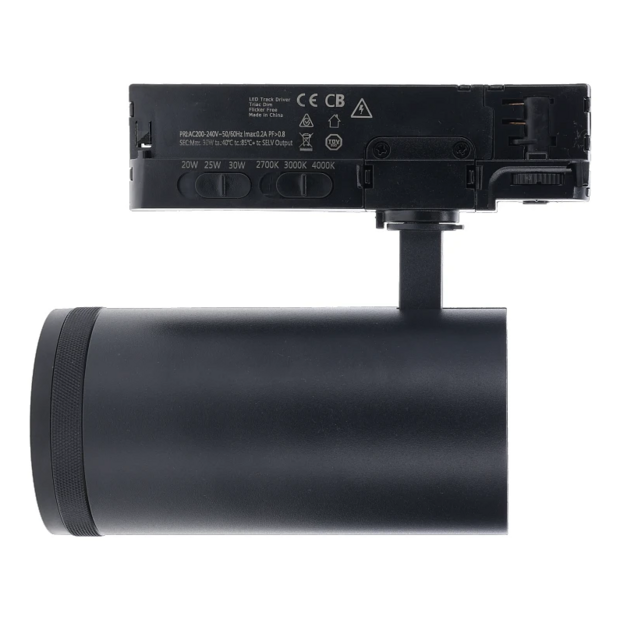 3-fase railspot | Zoomfunctie | 20-25-30W | CCT-switch | Zwart