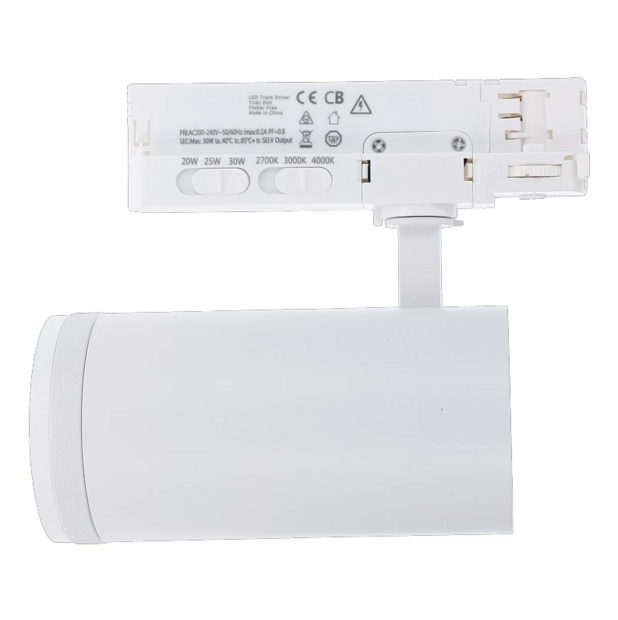 3-fase railspot | Zoomfunctie | 20-25-30W | CCT-switch | Wit