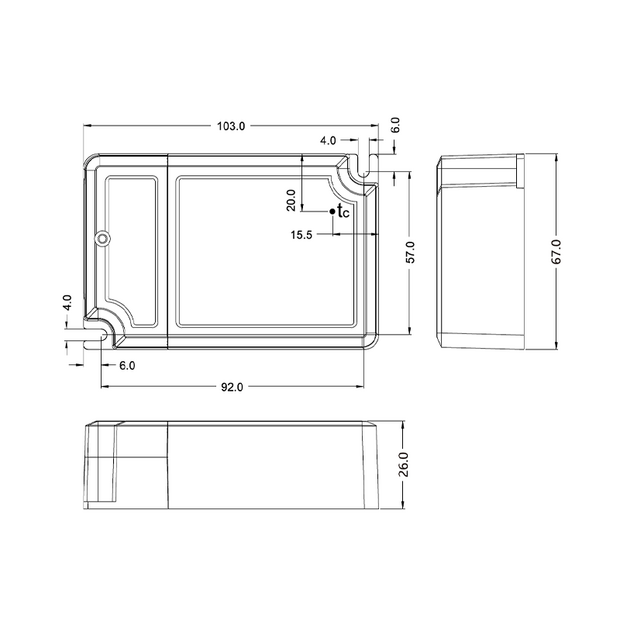Led driver | Dimbaar | 26W | Geschikt voor Cupid panelen | Inclusief stekker