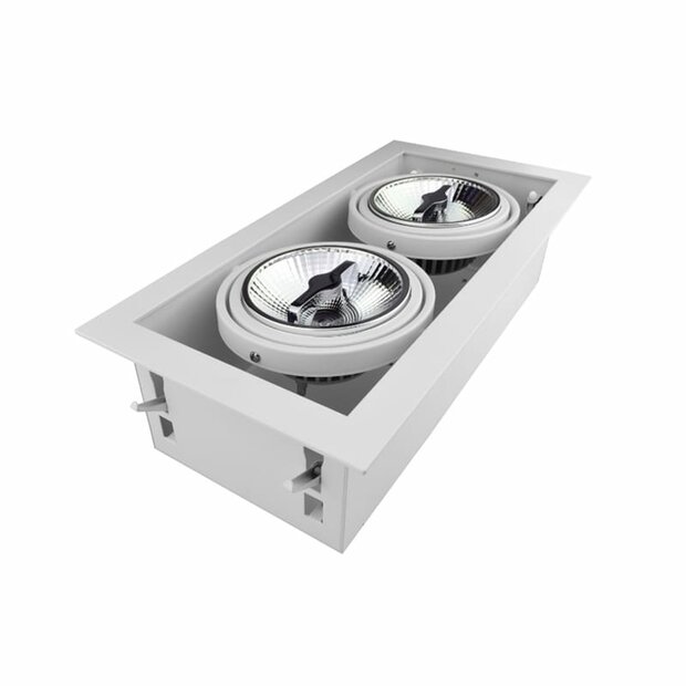 LED Recessed Spot Fixture &ndash; 2x AR111 White | Surface Trim