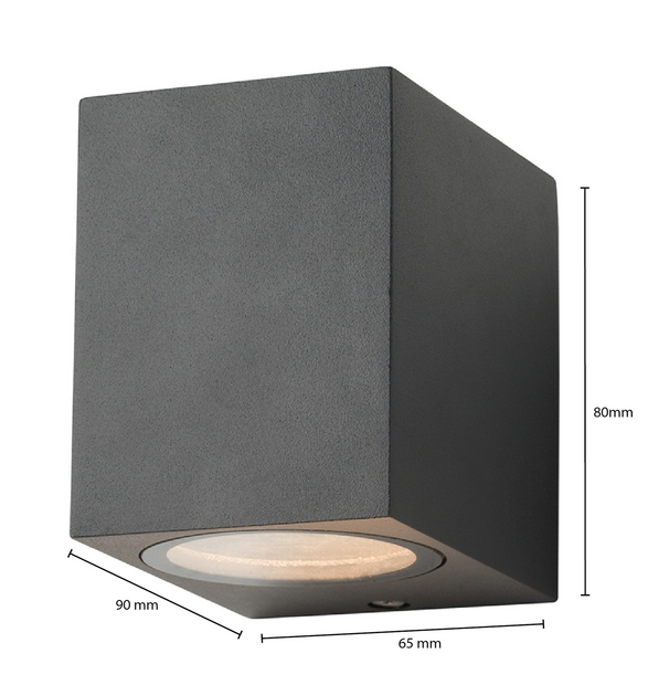 Wandarmatuur vierkant 1x GU10 Fitting Grijs | Modern en Duurzaam