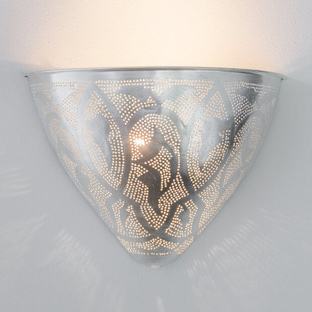 Led wandlamp Egg Filigrain zilver | 28x20cm | E14 messing