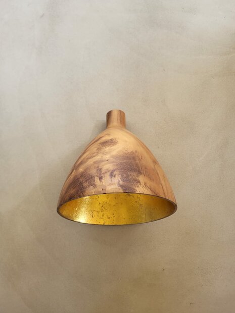 Hanglamp acaciahout &Oslash;25 cm | kelk vorm | exclusief fitting bladgoud binnenzijde