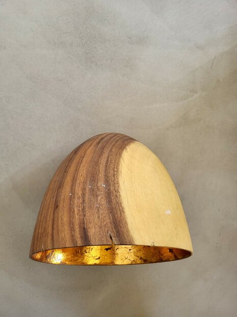 Hanglamp acaciahout ros&eacute;goud &Oslash;25 cm | kelk vorm | ros&eacute;goud binnenzijde exclusief fitting