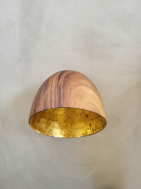 Hanglamp acaciahout goud &Oslash;25 cm | kelk vorm | bladgoud binnenzijde exclusief fitting