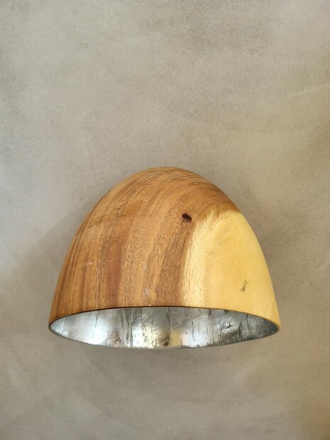 Hanglamp acaciahout zilver &Oslash;25 cm | kelk vorm | zilveren binnenzijde exclusief fitting