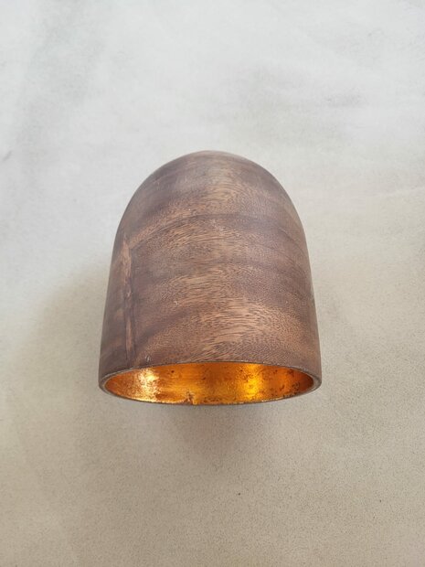 Hanglamp acaciahout ros&eacute;goud small &Oslash;16,5 cm | kelk vorm | ros&eacute;goud binnenzijde exclusief fitting