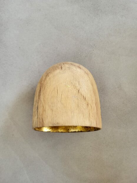 Hanglamp acaciahout goud mini &Oslash;15 cm | kelk vorm | bladgoud binnenzijde exclusief fitting