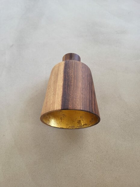 Hanglamp acaciahout goud vaas &Oslash;14 cm | bladgoud binnenzijde | exclusief fitting