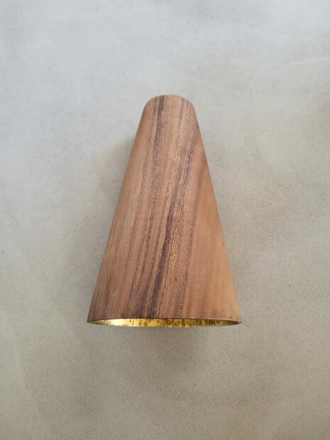 Hanglamp acaciahout goud taps &Oslash;25,5 cm | bladgoud binnenzijde | exclusief fitting
