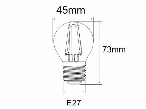 LED Filament kleine bol E27 2W 2200K Helder (G45)