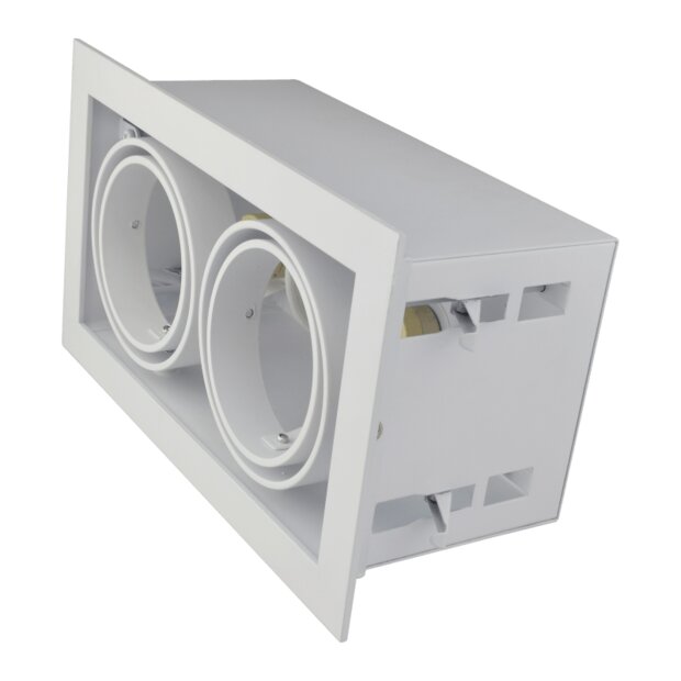LED Einbau-Spot Armatur - 2x AR70 Wei&szlig; | Aufbaurahmen