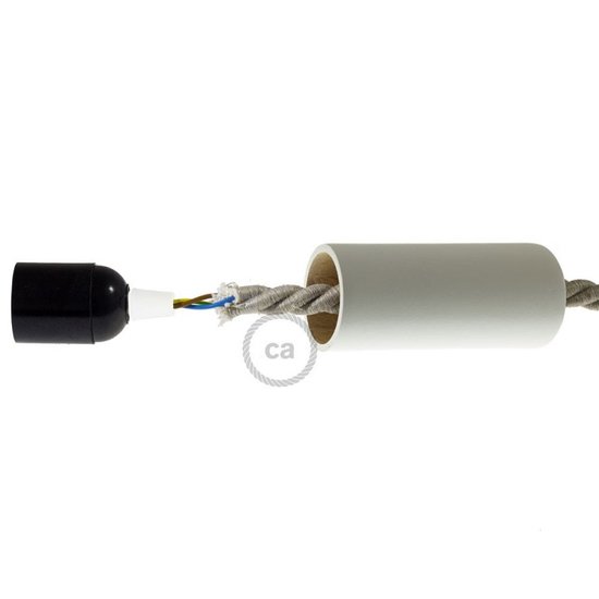 Houten E27 fittinghouder kit | Wit | voor XL strijkijzersnoer | (16mm)
