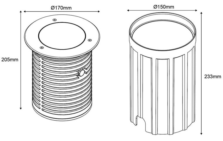 Bodenspot 170 mm Schwenkbar | 28W 3000K | Dimmbar