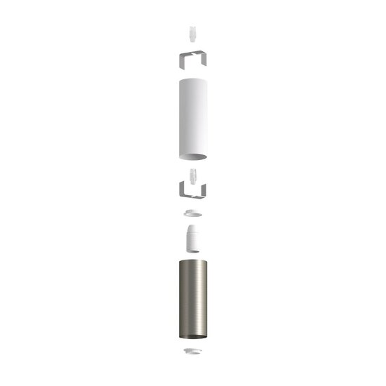 Dubbele metalen spotlamp E14 mat wit &amp; geborsteld titanium