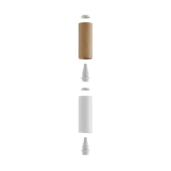 Houten en metalen spotlamp E14 mat wit