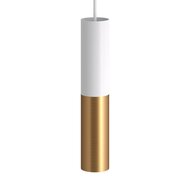 Dubbele metalen spotlamp E14 mat wit &amp; geborsteld brons