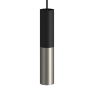 Dubbele metalen spotlamp E14 zwart &amp; geborsteld titanium