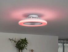 Plafondventilator wit &Oslash;48,5 cm met dimbare RGB LED en afstandsbediening
