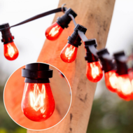 E27 farbige dimmbare Filamentlampe | Dimmbar | 3,5W | Rot | Dreiecksfilament | Geeignet f&uuml;r Festoonkabel